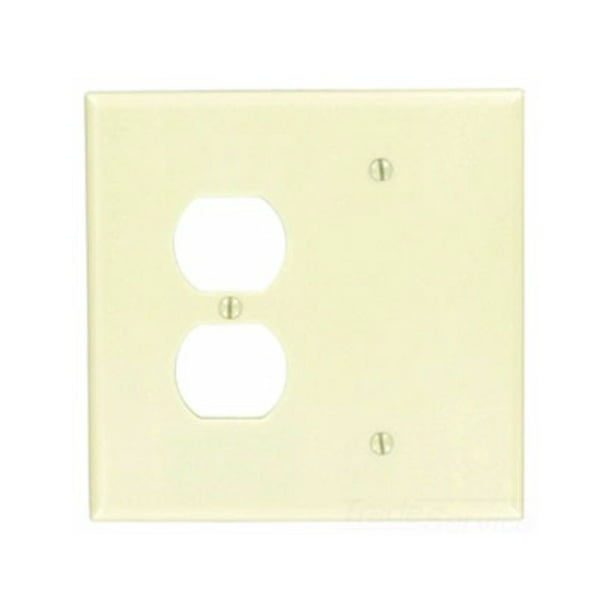 Box Mount Leviton 86108 2-Gang 1-Duplex 1-Blank Device Combination Wallplate Ivory Oversized Thermoset 